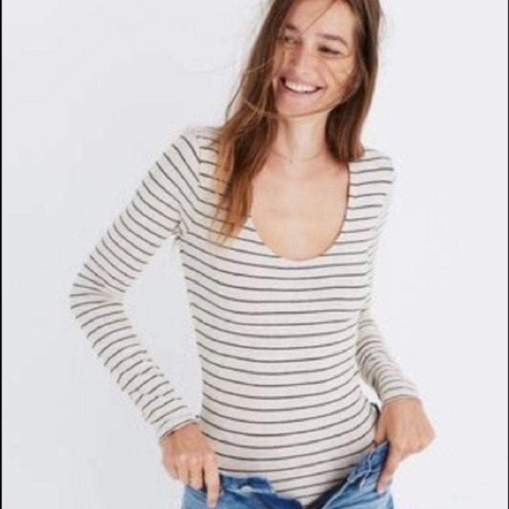 Madewell striped leotard long-sleeve shirt bodysuit